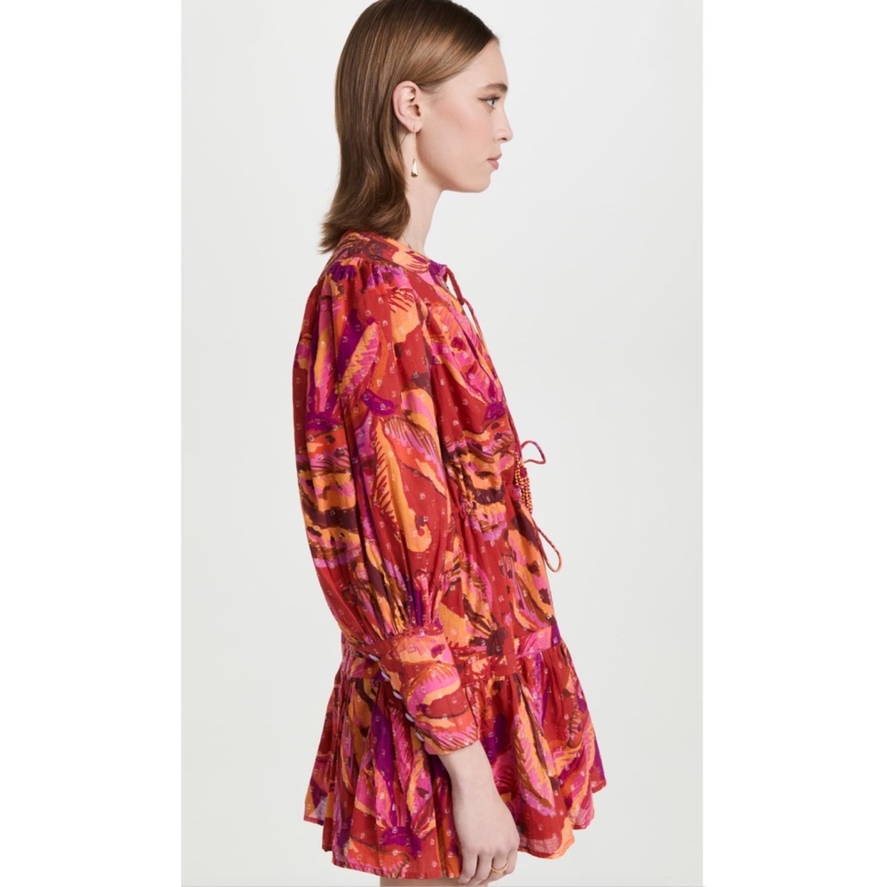 Farm Rio Red Banana Metallic Long Sleeve Mini Dress NWT M L - Picture 4 of 12